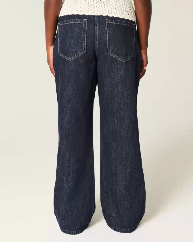 Φαρδύ τζιν με καμπύλες χαμηλού ύψους Dark Wash Foldover Waist Baggy Φαρδύ τζιν με καμπύλες χαμηλού ύψους Dark Wash Foldover Waist Baggy