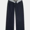 Χαμηλό τζιν Dark Wash Foldover Waist Baggy