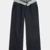 Φαρδύ τζιν με καμπύλες χαμηλού ύψους Dark Wash Foldover Waist Baggy Φαρδύ τζιν με καμπύλες χαμηλού ύψους Dark Wash Foldover Waist Baggy
