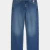 Dark Wash Rose Graphic Baggy Jeans