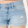 Τζιν σορτς με χαμηλό ανάγλυφο Distressed Light Wash Τζιν σορτς με χαμηλό ανάγλυφο Distressed Light Wash