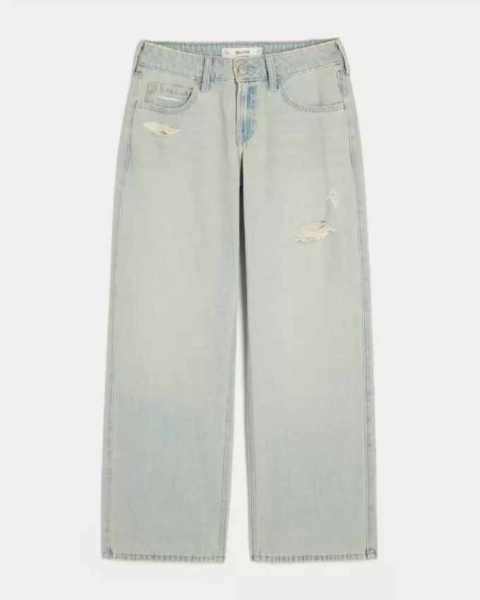 Χαμηλό ύψος Distressed Light Wash Baggy Jeans Χαμηλό ύψος Distressed Light Wash Baggy Jeans