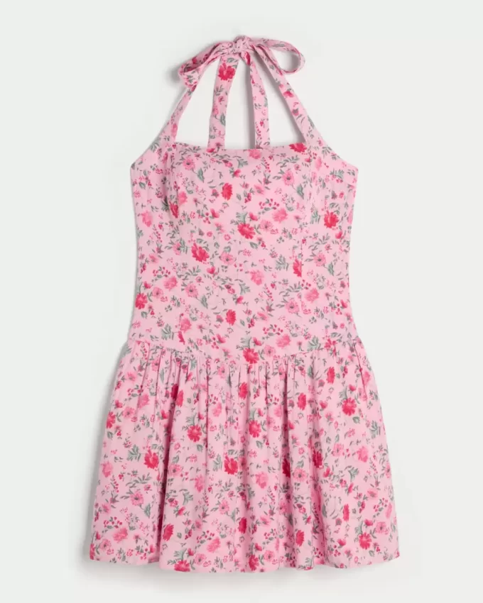 Μίνι φόρεμα Drop Waist Halter Μίνι φόρεμα Drop Waist Halter