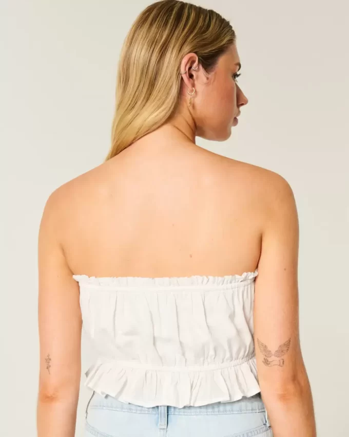 Easy Crop Strapless Lace Inset Tube Top Easy Crop Strapless Lace Inset Tube Top
