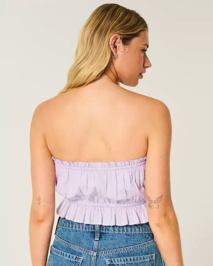 Easy Crop Strapless Lace Inset Tube Top Easy Crop Strapless Lace Inset Tube Top