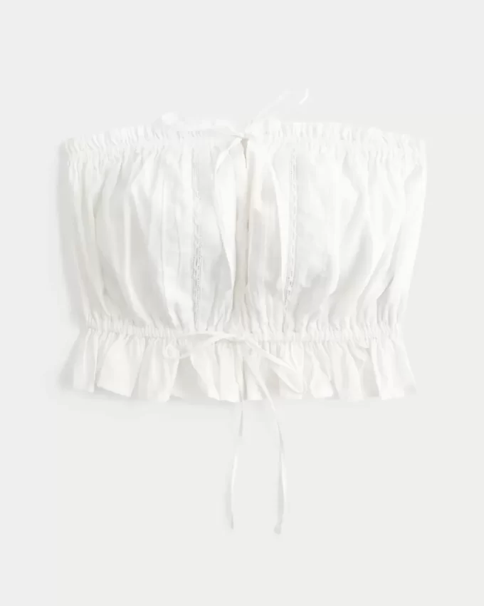 Easy Crop Strapless Lace Inset Tube Top Easy Crop Strapless Lace Inset Tube Top