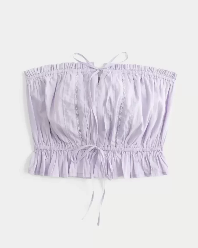 Easy Crop Strapless Lace Inset Tube Top Easy Crop Strapless Lace Inset Tube Top