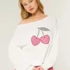 Πουλόβερ Easy Heart Graphic Off-the-Shoulder Πουλόβερ Easy Heart Graphic Off-the-Shoulder