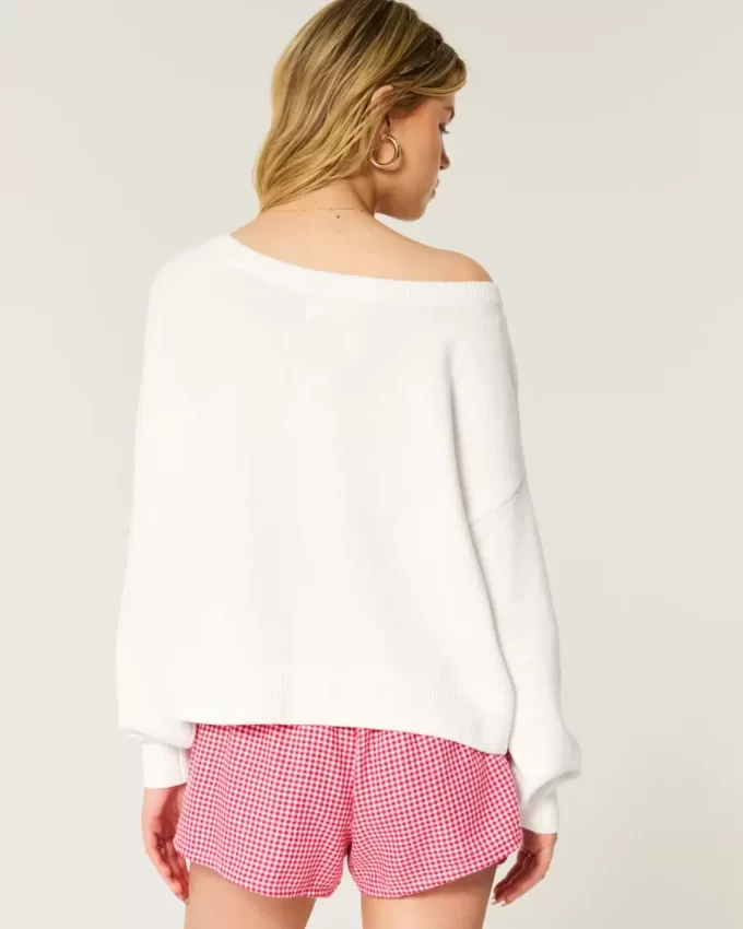 Πουλόβερ Easy Heart Graphic Off-the-Shoulder Πουλόβερ Easy Heart Graphic Off-the-Shoulder
