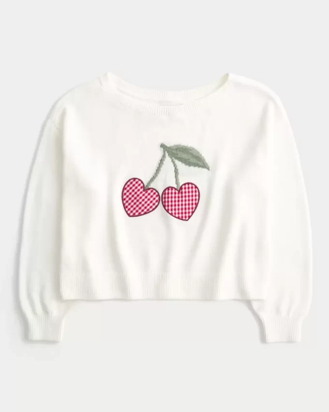Πουλόβερ Easy Heart Graphic Off-the-Shoulder Πουλόβερ Easy Heart Graphic Off-the-Shoulder