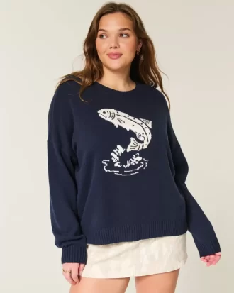 Πουλόβερ Easy Jumping Fish Graphic Crew