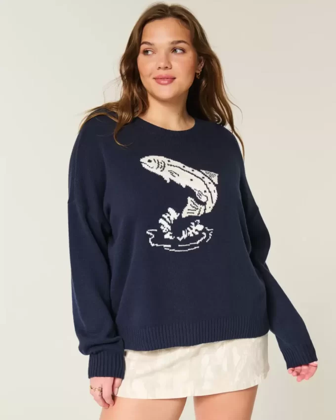 Πουλόβερ Easy Jumping Fish Graphic Crew