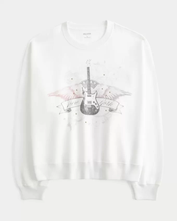 Φούτερ Easy New York Guitar Studded Graphic Crew