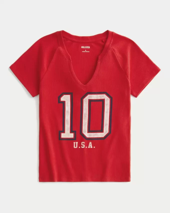Γραφικό μωρό μπλουζάκι Easy Notch-Neck USA Γραφικό μωρό μπλουζάκι Easy Notch-Neck USA