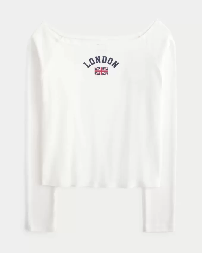 Easy Off-the-Shoulder London Graphic Tee Easy Off-the-Shoulder London Graphic Tee
