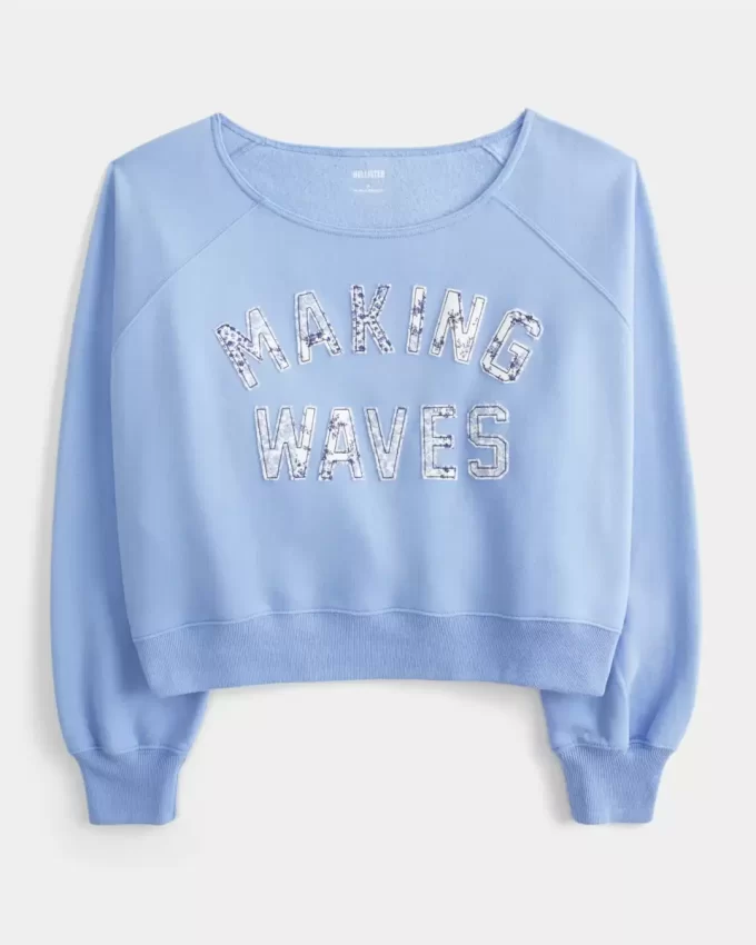 Γραφικό φούτερ πληρώματος Easy Off-the-Shoulder Making Waves
