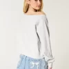 Easy Off-the-Shoulder Number Graphic Crew φούτερ Easy Off-the-Shoulder Number Graphic Crew φούτερ