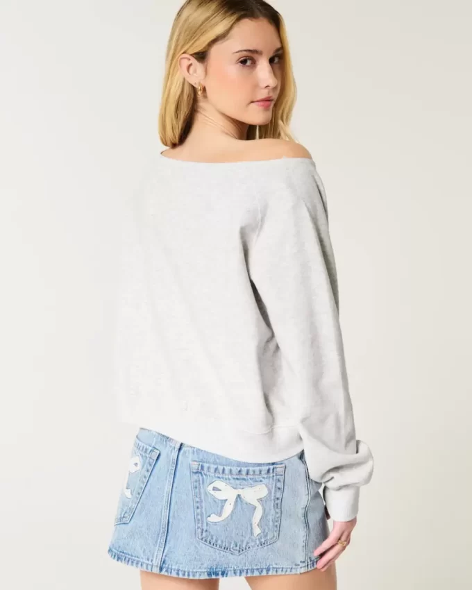 Easy Off-the-Shoulder Number Graphic Crew φούτερ Easy Off-the-Shoulder Number Graphic Crew φούτερ