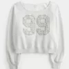 Easy Off-the-Shoulder Number Graphic Crew φούτερ Easy Off-the-Shoulder Number Graphic Crew φούτερ