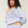 Easy Off-the-Shoulder NYC γραφικό φούτερ Easy Off-the-Shoulder NYC γραφικό φούτερ