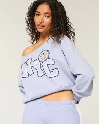 Easy Off-the-Shoulder NYC γραφικό φούτερ