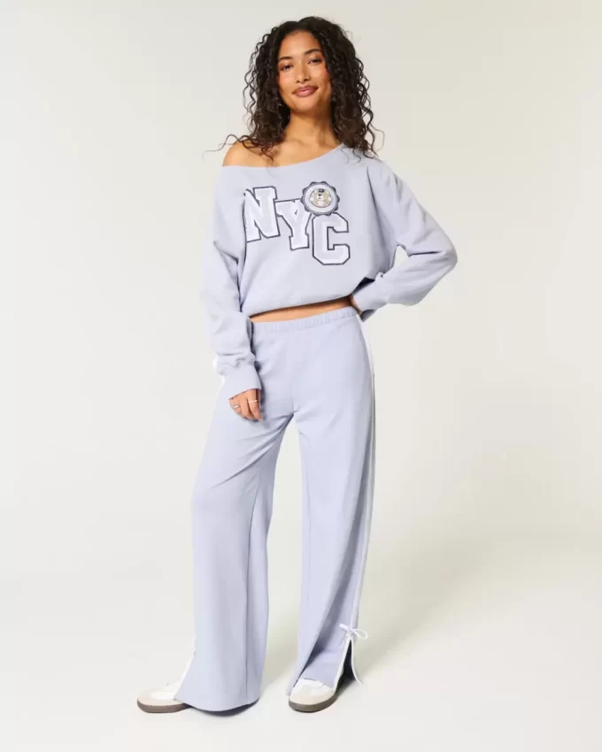 Easy Off-the-Shoulder NYC γραφικό φούτερ Easy Off-the-Shoulder NYC γραφικό φούτερ