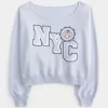 Easy Off-the-Shoulder NYC γραφικό φούτερ Easy Off-the-Shoulder NYC γραφικό φούτερ