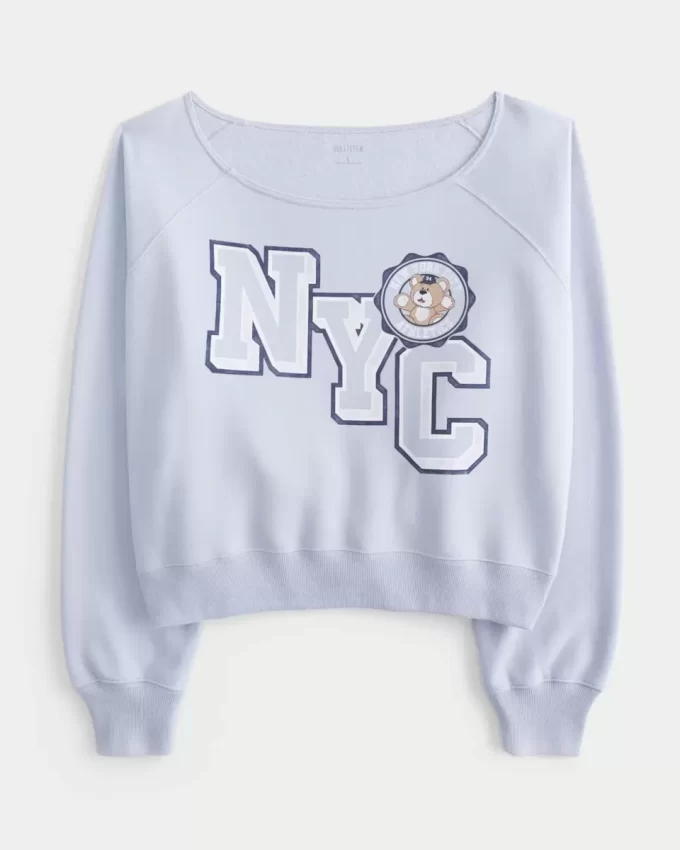 Easy Off-the-Shoulder NYC γραφικό φούτερ Easy Off-the-Shoulder NYC γραφικό φούτερ