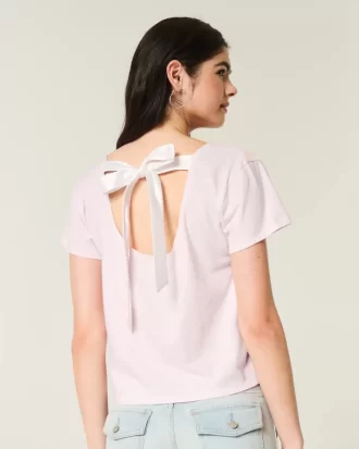 Γραφικό λουλουδάτο μπλουζάκι Easy Ribbon Tie-Back