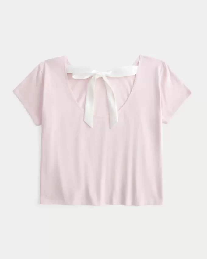 Γραφικό λουλουδάτο μπλουζάκι Easy Ribbon Tie-Back