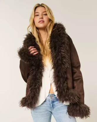 Μπουφάν Faux Shearling με επένδυση από ψεύτικη γούνα