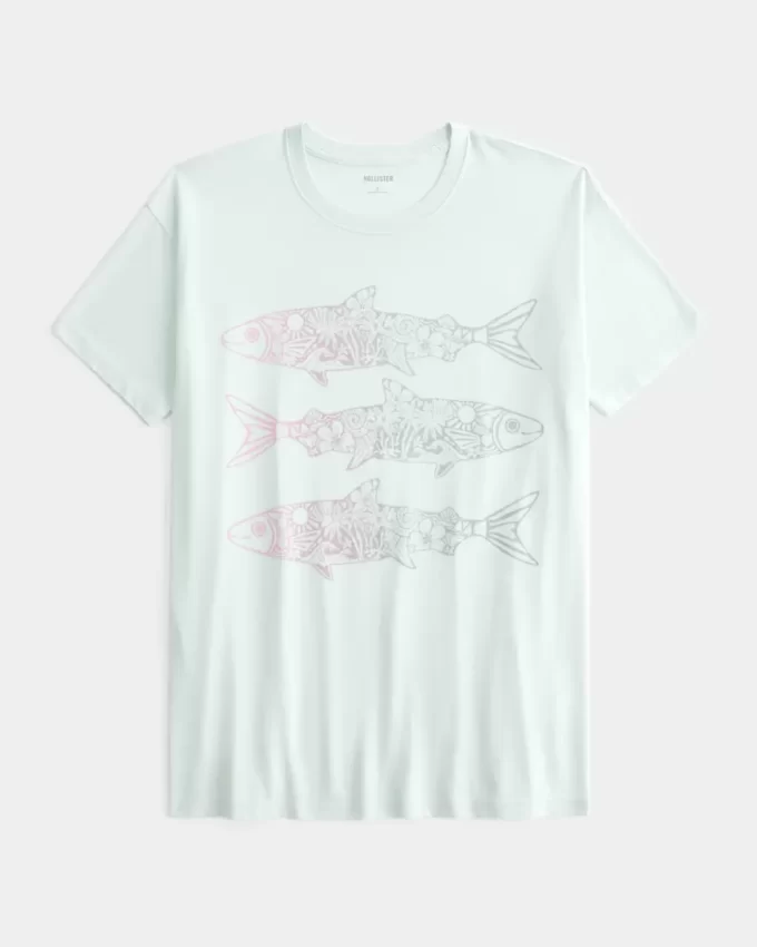 Υπερμεγέθη γραφικό μπλουζάκι Fish Υπερμεγέθη γραφικό μπλουζάκι Fish