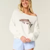 Εύκολο γραφικό πουλόβερ Fish Off-the-Shoulder Εύκολο γραφικό πουλόβερ Fish Off-the-Shoulder