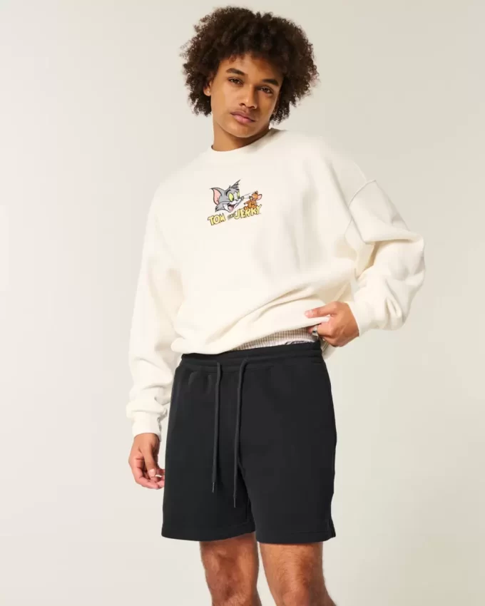 Χαλαρό Fleece Σορτς στο μέσο του μηρού Χαλαρό Fleece Σορτς στο μέσο του μηρού