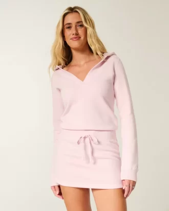 Μακρυμάνικο Fleece Φόρεμα με κουκούλα
