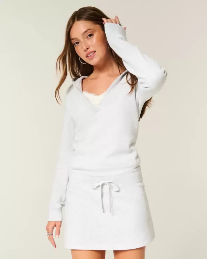 Μακρυμάνικο Fleece Φόρεμα με κουκούλα