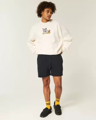 Χαλαρό Fleece Σορτς στο μέσο του μηρού Χαλαρό Fleece Σορτς στο μέσο του μηρού