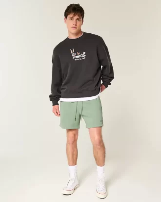 Χαλαρό Fleece Σορτς στο μέσο του μηρού Χαλαρό Fleece Σορτς στο μέσο του μηρού