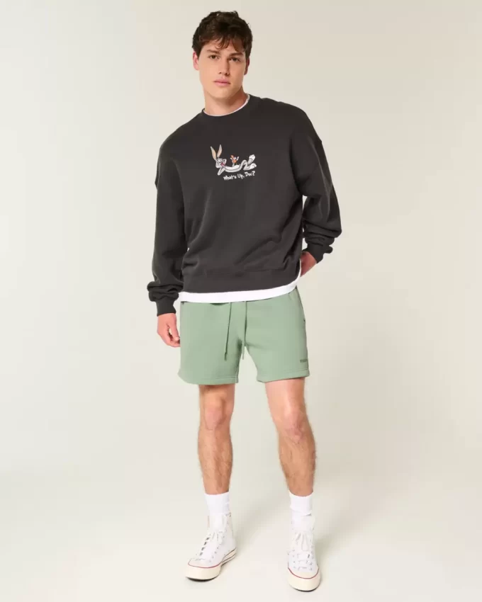 Χαλαρό Fleece Σορτς στο μέσο του μηρού Χαλαρό Fleece Σορτς στο μέσο του μηρού