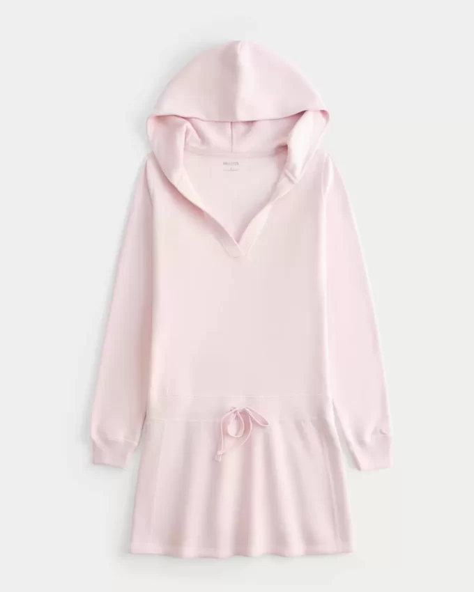 Μακρυμάνικο Fleece Φόρεμα με κουκούλα Μακρυμάνικο Fleece Φόρεμα με κουκούλα