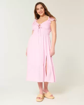Μίντι Φόρεμα Flutter Sleeve Διπλό Δέσιμο