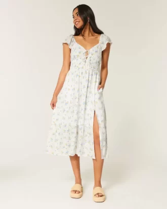 Μίντι Φόρεμα Flutter Sleeve Διπλό Δέσιμο