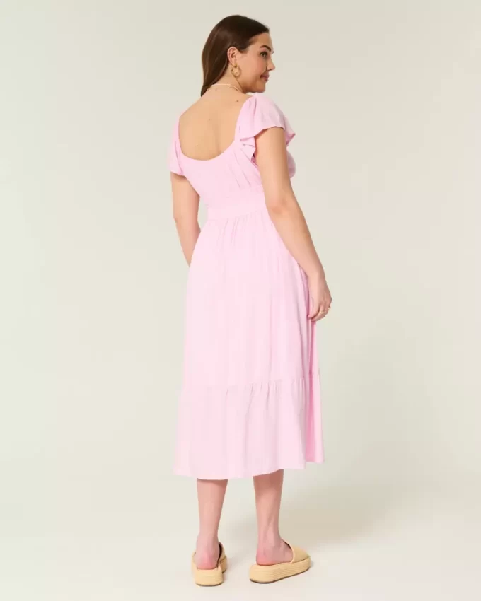 Μίντι Φόρεμα Flutter Sleeve Διπλό Δέσιμο Μίντι Φόρεμα Flutter Sleeve Διπλό Δέσιμο