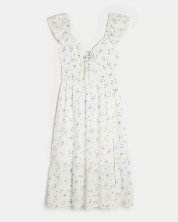 Μίντι Φόρεμα Flutter Sleeve Διπλό Δέσιμο Μίντι Φόρεμα Flutter Sleeve Διπλό Δέσιμο