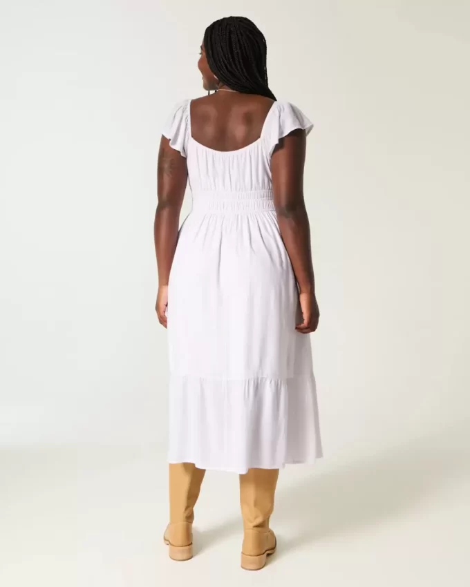 Μίντι Φόρεμα Flutter Sleeve Διπλό Δέσιμο Μίντι Φόρεμα Flutter Sleeve Διπλό Δέσιμο