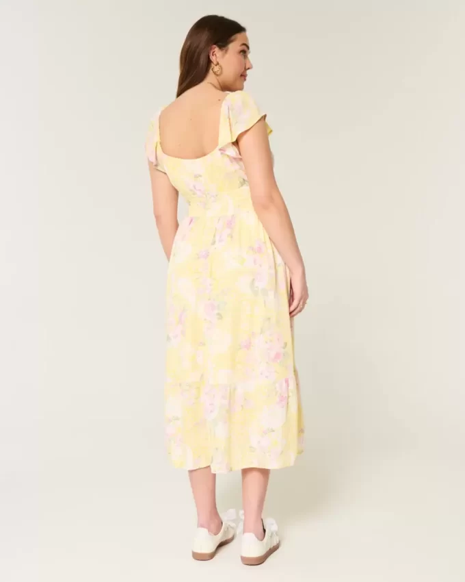 Μίντι Φόρεμα Flutter Sleeve Διπλό Δέσιμο Μίντι Φόρεμα Flutter Sleeve Διπλό Δέσιμο