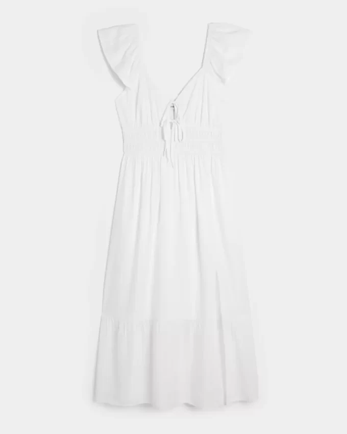 Μίντι Φόρεμα Flutter Sleeve Διπλό Δέσιμο Μίντι Φόρεμα Flutter Sleeve Διπλό Δέσιμο