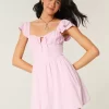 Μίνι φόρεμα Flutter Sleeve V-Waist Μίνι φόρεμα Flutter Sleeve V-Waist