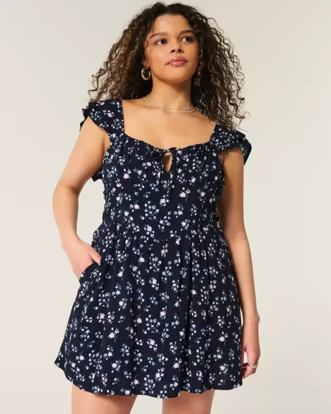 Μίνι φόρεμα Flutter Sleeve V-Waist Μίνι φόρεμα Flutter Sleeve V-Waist