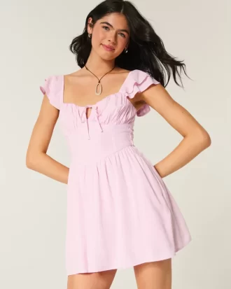Μίνι φόρεμα Flutter Sleeve V-Waist